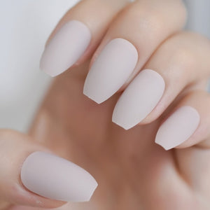 24Pcs Ballerina Fake Nails Khaki Nude Marble Coffin Flat Artificial False Nail Tips for Office Home Faux Ongle Free Glue Sticker