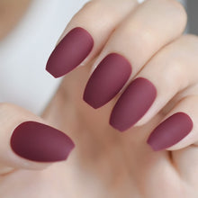 Load image into Gallery viewer, 24Pcs Ballerina Fake Nails Khaki Nude Marble Coffin Flat Artificial False Nail Tips for Office Home Faux Ongle Free Glue Sticker