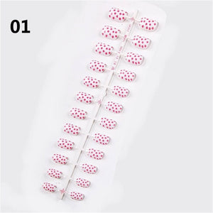 24pcs Matte Pure Color False Nails Popular Designs Glue On Long Tip Patch Artificial Nail Chip Extensions Nail Art Accessories