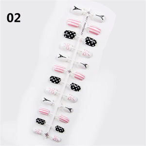 24pcs Matte Pure Color False Nails Popular Designs Glue On Long Tip Patch Artificial Nail Chip Extensions Nail Art Accessories