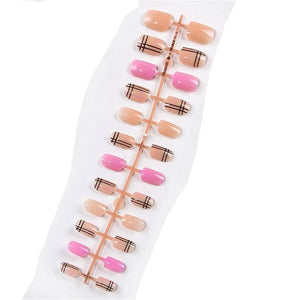 24pcs Matte Pure Color False Nails Popular Designs Glue On Long Tip Patch Artificial Nail Chip Extensions Nail Art Accessories