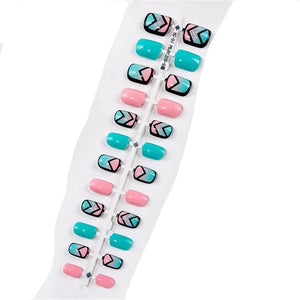 24pcs Matte Pure Color False Nails Popular Designs Glue On Long Tip Patch Artificial Nail Chip Extensions Nail Art Accessories