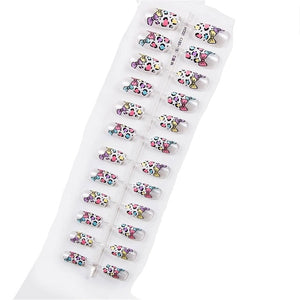 24pcs Matte Pure Color False Nails Popular Designs Glue On Long Tip Patch Artificial Nail Chip Extensions Nail Art Accessories