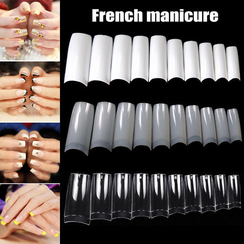 100/500pcs Nails Half French False Nail Art Tips Transparent/Natural Acrylic UV Gel Manicure Tip  OA66