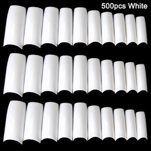 100/500pcs Nails Half French False Nail Art Tips Transparent/Natural Acrylic UV Gel Manicure Tip  OA66