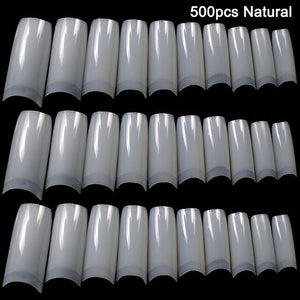 100/500pcs Nails Half French False Nail Art Tips Transparent/Natural Acrylic UV Gel Manicure Tip  OA66