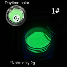 Load image into Gallery viewer, 1 Box Neon Phosphor Powder Nail Glitter Powder 10 Colors Dust Luminous Pigment Fluorescent Powder Nail Glitters Glow in the Dark