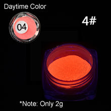 Load image into Gallery viewer, 1 Box Neon Phosphor Powder Nail Glitter Powder 10 Colors Dust Luminous Pigment Fluorescent Powder Nail Glitters Glow in the Dark