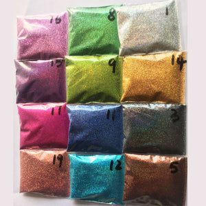 Rikonka 10G Holographic Glitter Powder Shining Sugar Silver Nail Fine Glitter Dust Nail Art Decorations Manicure 21 Colors 0.2mm