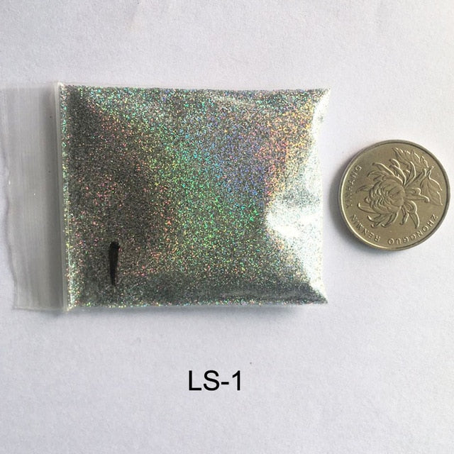 Rikonka 10G Holographic Glitter Powder Shining Sugar Silver Nail Fine Glitter Dust Nail Art Decorations Manicure 21 Colors 0.2mm
