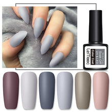 Load image into Gallery viewer, LEMOOC 8ml Matte Top Coat Color UV Gel Nail Polish Gray Series Semi Permanent Soak Off UV Gel Varnish DIY Nail Art Gel Paint