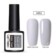 Load image into Gallery viewer, LEMOOC 8ml Matte Top Coat Color UV Gel Nail Polish Gray Series Semi Permanent Soak Off UV Gel Varnish DIY Nail Art Gel Paint