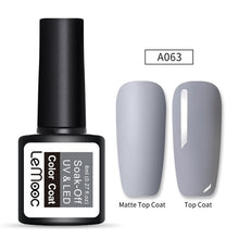 Load image into Gallery viewer, LEMOOC 8ml Matte Top Coat Color UV Gel Nail Polish Gray Series Semi Permanent Soak Off UV Gel Varnish DIY Nail Art Gel Paint