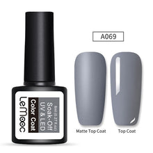 Load image into Gallery viewer, LEMOOC 8ml Matte Top Coat Color UV Gel Nail Polish Gray Series Semi Permanent Soak Off UV Gel Varnish DIY Nail Art Gel Paint