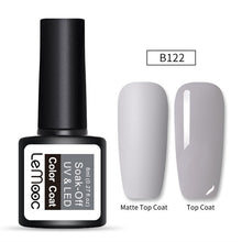 Load image into Gallery viewer, LEMOOC 8ml Matte Top Coat Color UV Gel Nail Polish Gray Series Semi Permanent Soak Off UV Gel Varnish DIY Nail Art Gel Paint