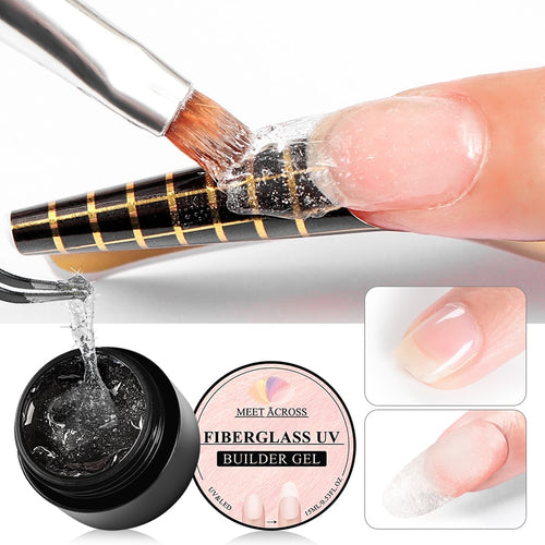 MEET ACROSS  Fiber UV Gel Polish Fiberglass Extension Building Gel Repair Broken Nail Soak Off UV Gel Extend Nail Tips