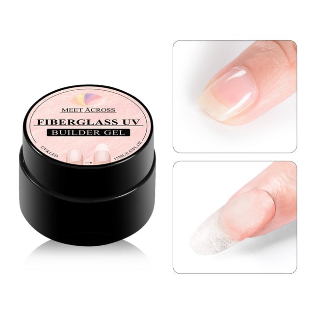MEET ACROSS  Fiber UV Gel Polish Fiberglass Extension Building Gel Repair Broken Nail Soak Off UV Gel Extend Nail Tips