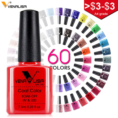 New Free Shipping Nail Art Design Manicure Venalisa 60Color 7.5Ml Soak Off Enamel Gel Polish UV Gel Nail Polish Lacquer Varnish