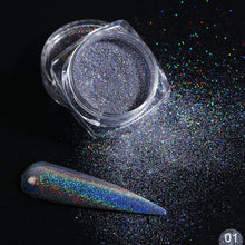Load image into Gallery viewer, 1g Glitter for Nails Holographic Dip Powder Mirror Polishing Chrome Pigments Nail Art Decorations Laser Dazzling Dust LA1028-1