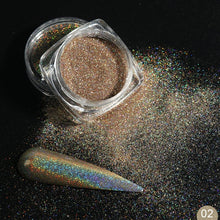 Load image into Gallery viewer, 1g Glitter for Nails Holographic Dip Powder Mirror Polishing Chrome Pigments Nail Art Decorations Laser Dazzling Dust LA1028-1
