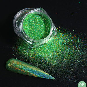 1g Glitter for Nails Holographic Dip Powder Mirror Polishing Chrome Pigments Nail Art Decorations Laser Dazzling Dust LA1028-1