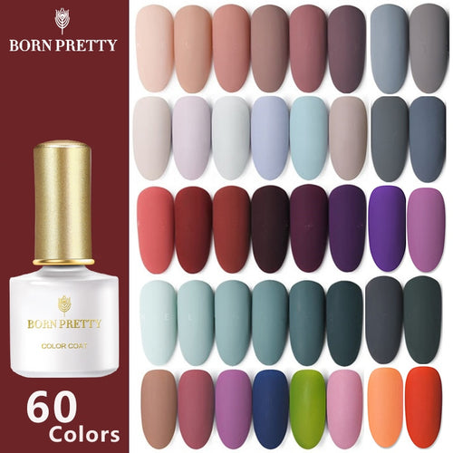BORN PRETTY 60 Colors Matte UV Gel Nail Polish 6ml Pure Nail Color Matte Top Coat Soak Off Nail Art Gel Varnish Lacquer Manicure