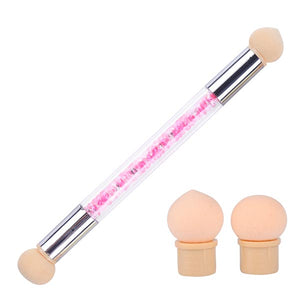 1pcs Double Head Gradient Nail Brushes Mirror Glitter Handle Acrylic Polish Picker Pen Manicure Dotting Blooming Sponge CH945