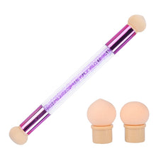 Load image into Gallery viewer, 1pcs Double Head Gradient Nail Brushes Mirror Glitter Handle Acrylic Polish Picker Pen Manicure Dotting Blooming Sponge CH945