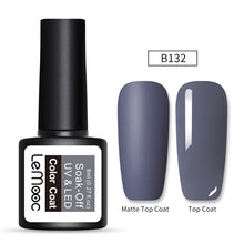 Load image into Gallery viewer, LEMOOC 8ml Matte Top Coat Color UV Gel Nail Polish Gray Series Semi Permanent Soak Off UV Gel Varnish DIY Nail Art Gel Paint