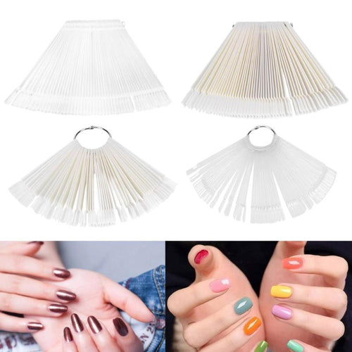 50pcs Nail Art False Tips Sticks Practice Display Fan Design Polish Nail Sample Nail Art Material Manicure Makeup Tools