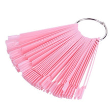Load image into Gallery viewer, 50pcs Nail Art False Tips Sticks Practice Display Fan Design Polish Nail Sample Nail Art Material Manicure Makeup Tools