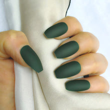 Load image into Gallery viewer, Wholesale Coffin Fake Nails Matte Wine Red Frosted Press On Nails Coloured White Black Peacock blue False Nails 27 Colors