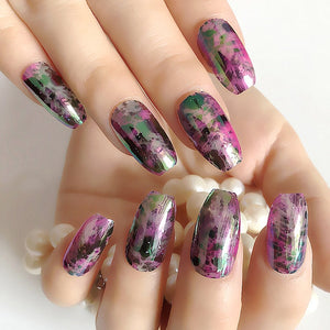 Wholesale Coffin Fake Nails Matte Wine Red Frosted Press On Nails Coloured White Black Peacock blue False Nails 27 Colors