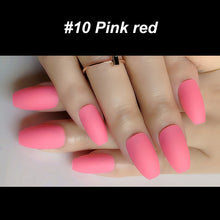 Load image into Gallery viewer, Wholesale Coffin Fake Nails Matte Wine Red Frosted Press On Nails Coloured White Black Peacock blue False Nails 27 Colors