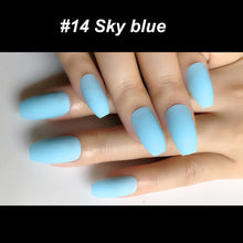 Load image into Gallery viewer, Wholesale Coffin Fake Nails Matte Wine Red Frosted Press On Nails Coloured White Black Peacock blue False Nails 27 Colors