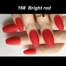Load image into Gallery viewer, Wholesale Coffin Fake Nails Matte Wine Red Frosted Press On Nails Coloured White Black Peacock blue False Nails 27 Colors
