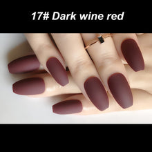 Load image into Gallery viewer, Wholesale Coffin Fake Nails Matte Wine Red Frosted Press On Nails Coloured White Black Peacock blue False Nails 27 Colors