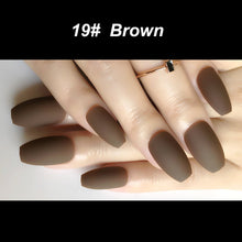 Load image into Gallery viewer, Wholesale Coffin Fake Nails Matte Wine Red Frosted Press On Nails Coloured White Black Peacock blue False Nails 27 Colors