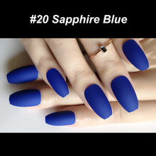 Load image into Gallery viewer, Wholesale Coffin Fake Nails Matte Wine Red Frosted Press On Nails Coloured White Black Peacock blue False Nails 27 Colors