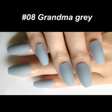 Load image into Gallery viewer, Wholesale Coffin Fake Nails Matte Wine Red Frosted Press On Nails Coloured White Black Peacock blue False Nails 27 Colors