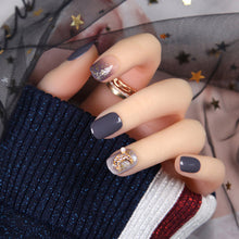 Load image into Gallery viewer, 24pcs Fashion Fake Nails with Glue For Girls Candy Color Grey  DIY Nail Art Tips 3D Moon Style Design Build press on nails short