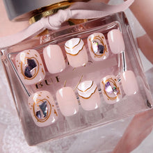 Load image into Gallery viewer, 24pcs Fashion Fake Nails with Glue For Girls Candy Color Grey  DIY Nail Art Tips 3D Moon Style Design Build press on nails short