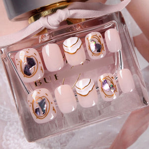 24pcs Fashion Fake Nails with Glue For Girls Candy Color Grey  DIY Nail Art Tips 3D Moon Style Design Build press on nails short