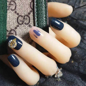 24pcs Fashion Fake Nails with Glue For Girls Candy Color Grey  DIY Nail Art Tips 3D Moon Style Design Build press on nails short