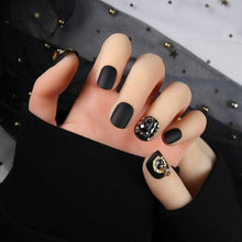 Load image into Gallery viewer, 24pcs Fashion Fake Nails with Glue For Girls Candy Color Grey  DIY Nail Art Tips 3D Moon Style Design Build press on nails short