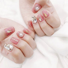 Load image into Gallery viewer, 24pcs Fashion Fake Nails with Glue For Girls Candy Color Grey  DIY Nail Art Tips 3D Moon Style Design Build press on nails short