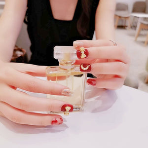 24pcs Fashion Fake Nails with Glue For Girls Candy Color Grey  DIY Nail Art Tips 3D Moon Style Design Build press on nails short