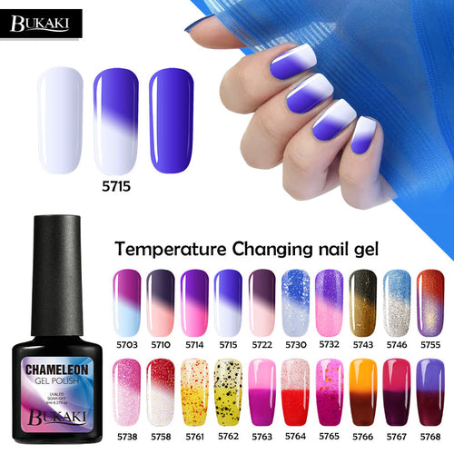 BUKAKI Temperature Change Color Thermal Gel Varnish UV Led Nail Gel Polish Soak Off UV Gel Nail Polish Chameleon Lacquer