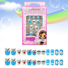 Load image into Gallery viewer, 24PCS Press on Children Candy False Nail Tips Cartoon Full Cover Kid Pink Fake Nail Art for Little Girls 14 Design Manicure Tool