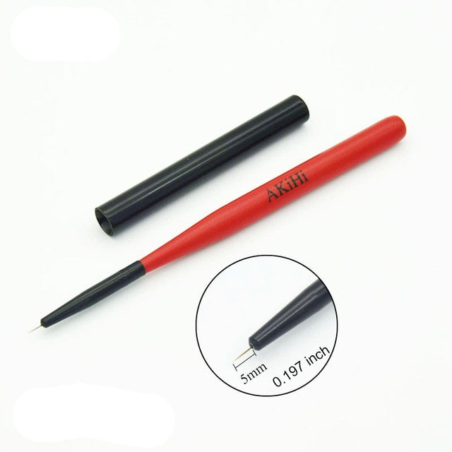 AKiHI Nail Art Painting Draw Brush with Metal Cap Professional Acrylic UV Gel Nail Polish Manicure Pen Liner Flat Round
